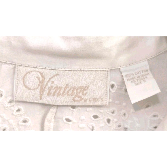 White Embroidered Blouse Vintage Inspired Sz 2 Romantic Cottagecore Fairycore - Picture 5 of 6